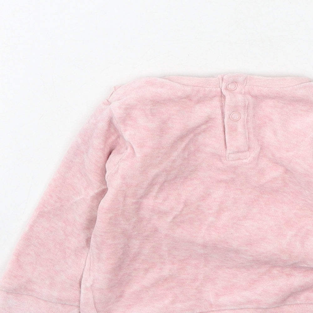 Preworn Girls Pink  Cotton Pullover Jumper Size 6-9 Months