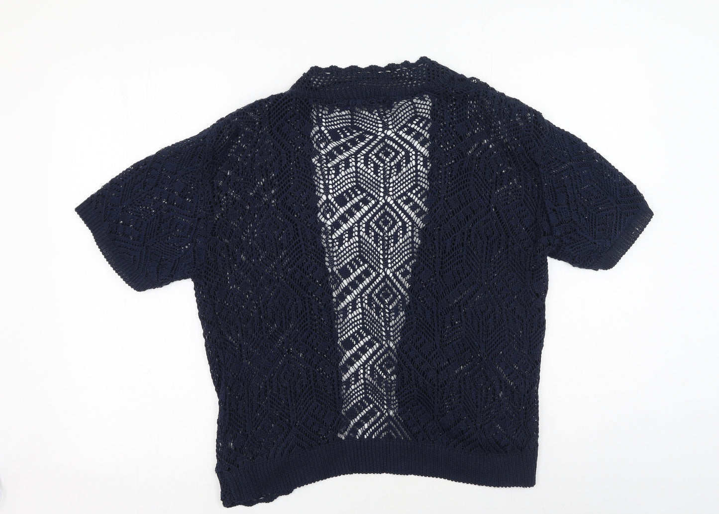 Autonomy Womens Blue Round Neck  Cotton Cardigan Jumper Size M