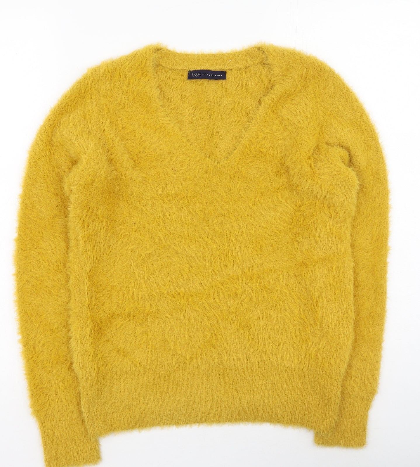 Marks and Spencer Womens Yellow Round Neck  Polyamide Pullover Jumper Size S