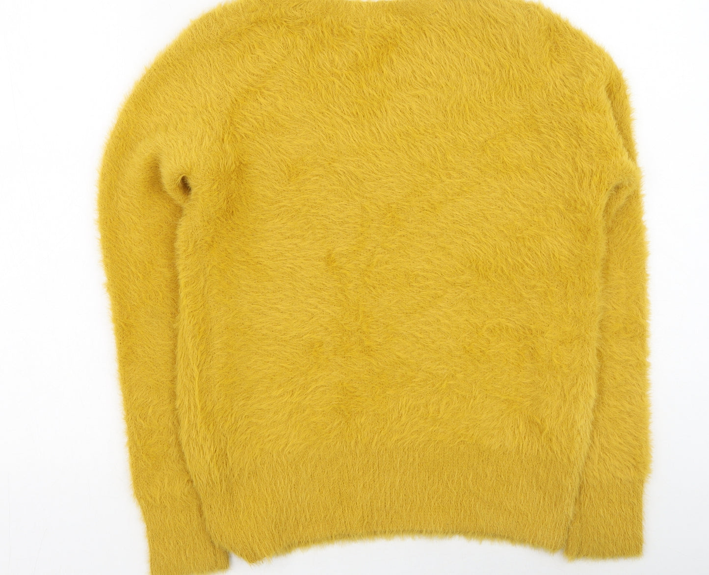 Marks and Spencer Womens Yellow Round Neck  Polyamide Pullover Jumper Size S