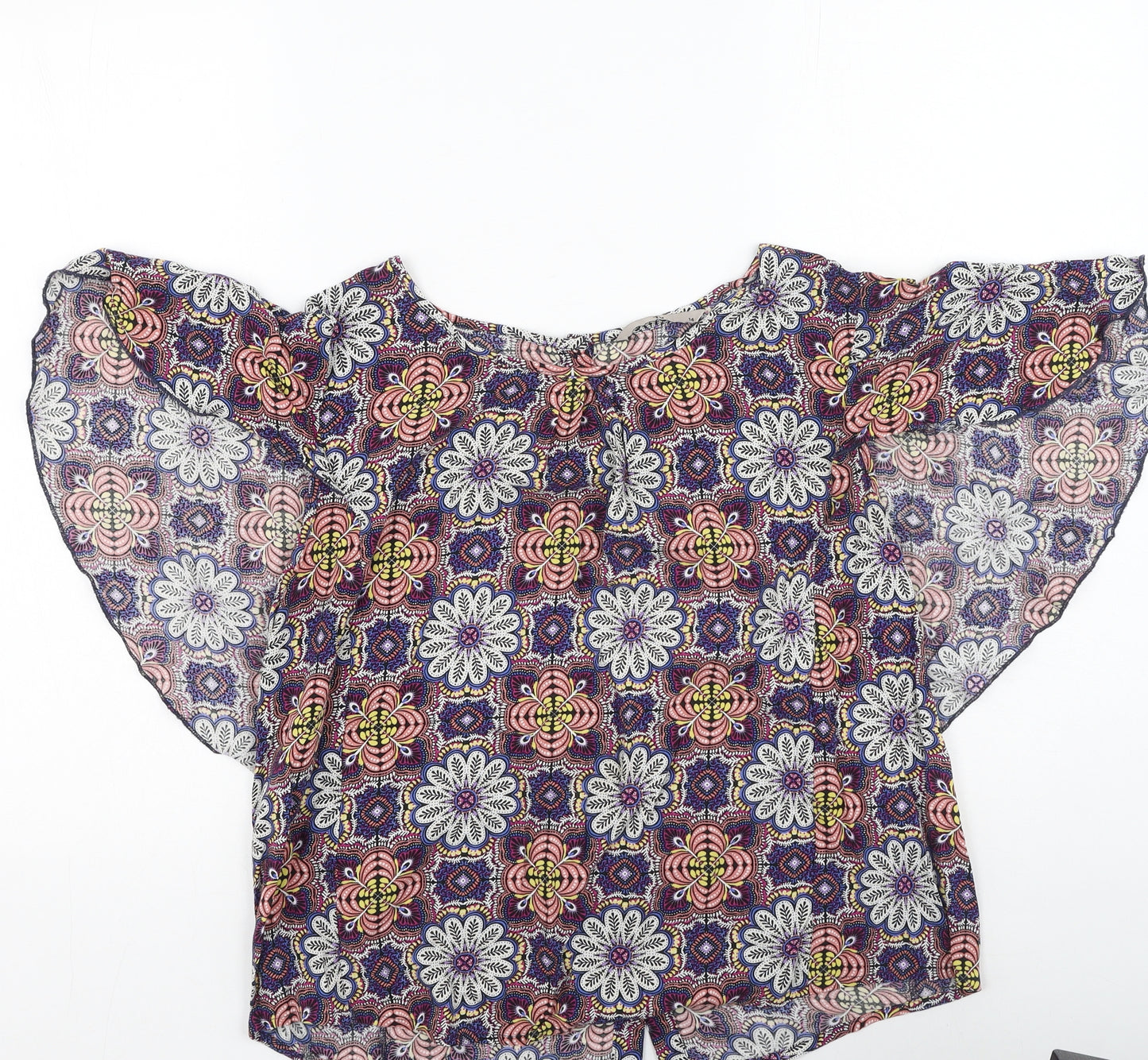 TU Womens Multicoloured Geometric Viscose Basic Blouse Size 14 Off the Shoulder
