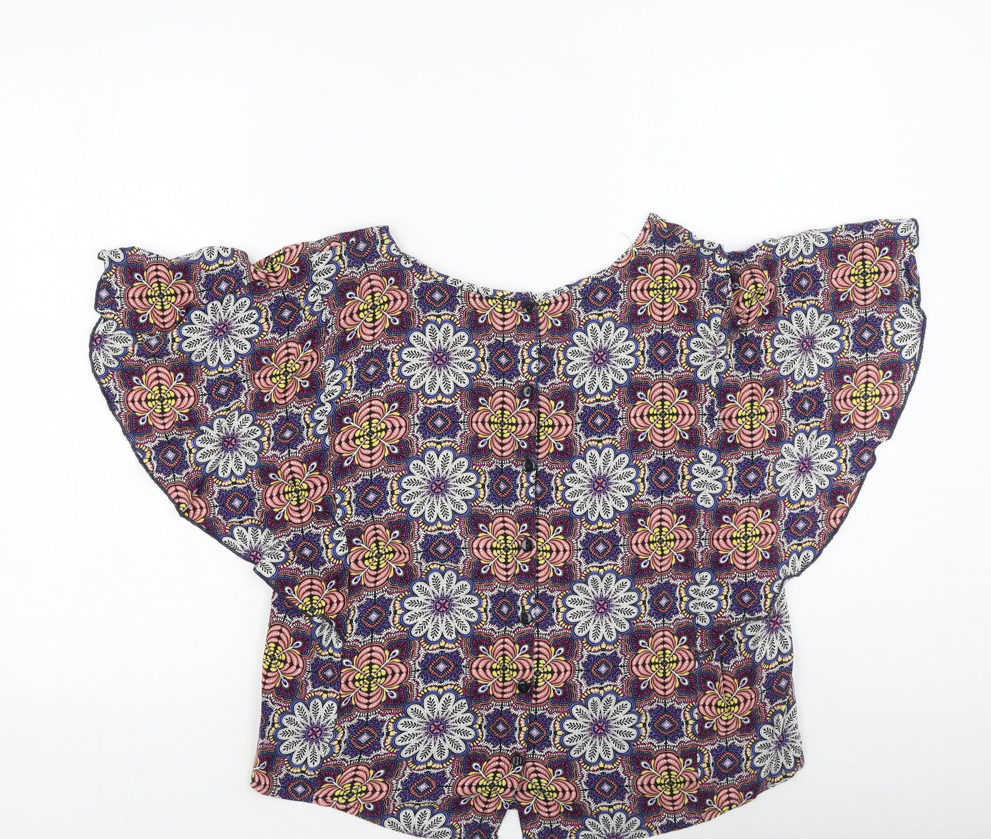 TU Womens Multicoloured Geometric Viscose Basic Blouse Size 14 Off the Shoulder