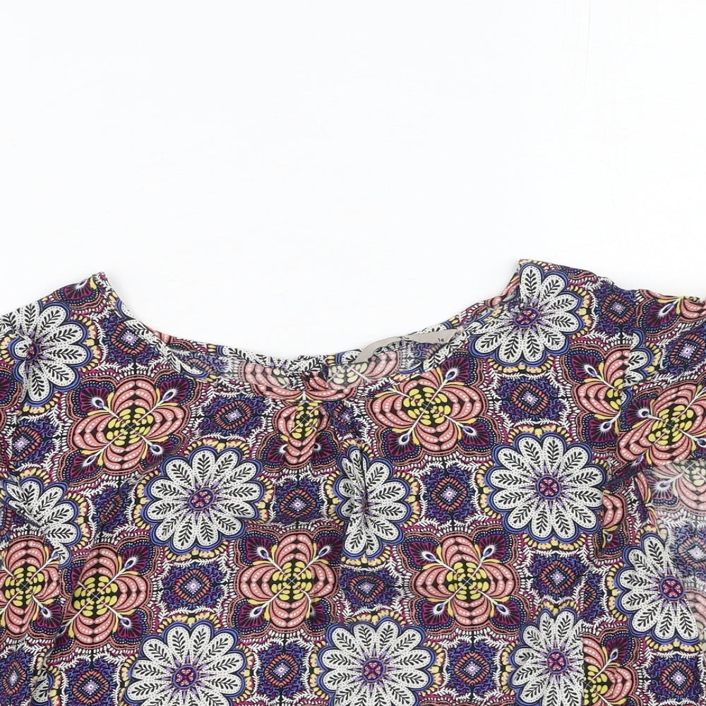 TU Womens Multicoloured Geometric Viscose Basic Blouse Size 14 Off the Shoulder