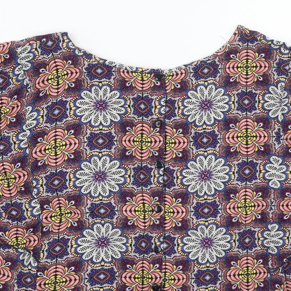 TU Womens Multicoloured Geometric Viscose Basic Blouse Size 14 Off the Shoulder
