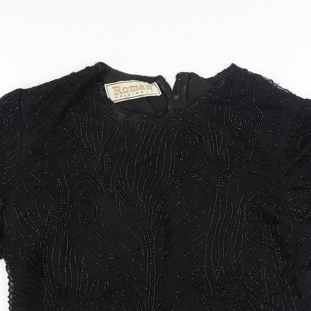 Roman Originals Womens Black  Silk Basic Blouse Size XL Round Neck
