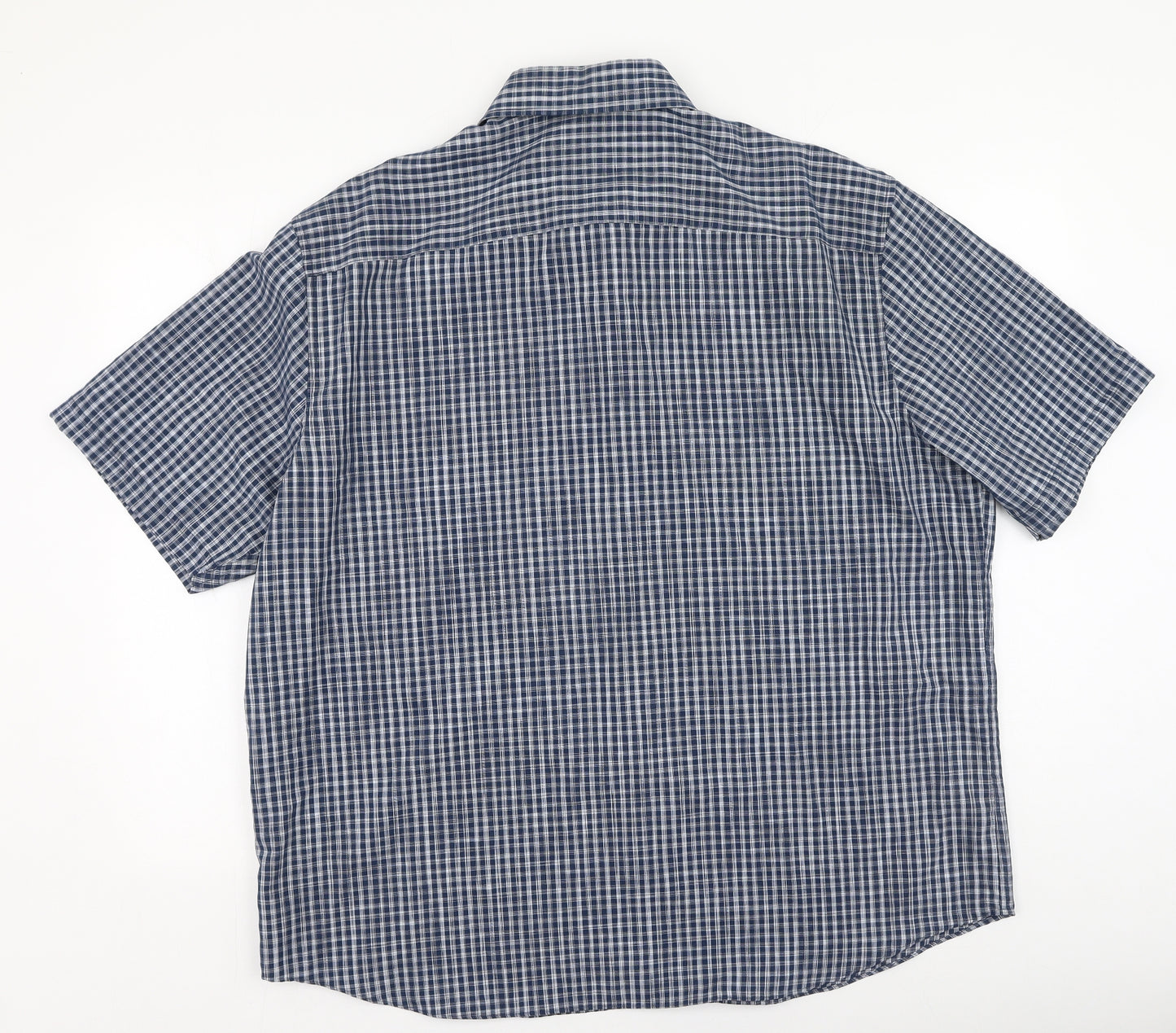 Marks and Spencer Mens Blue Plaid Cotton  Polo Size 2XL Collared