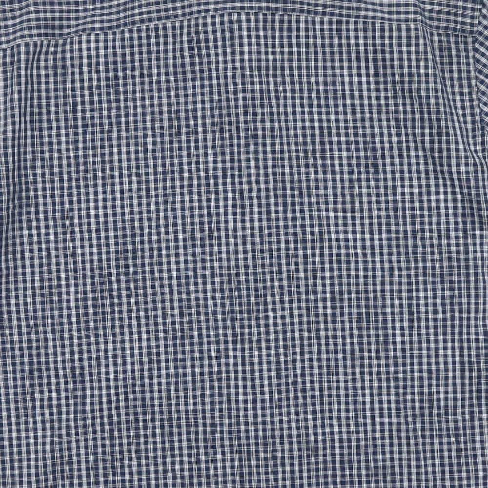 Marks and Spencer Mens Blue Plaid Cotton  Polo Size 2XL Collared