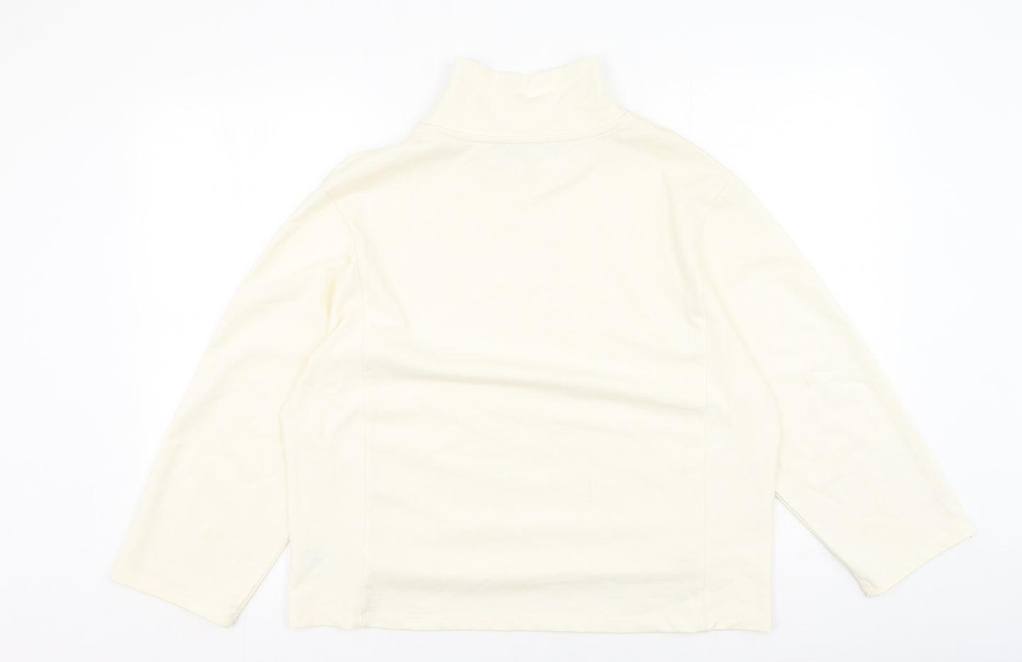 Marks and Spencer Womens Beige High Neck  Cotton Pullover Jumper Size 12