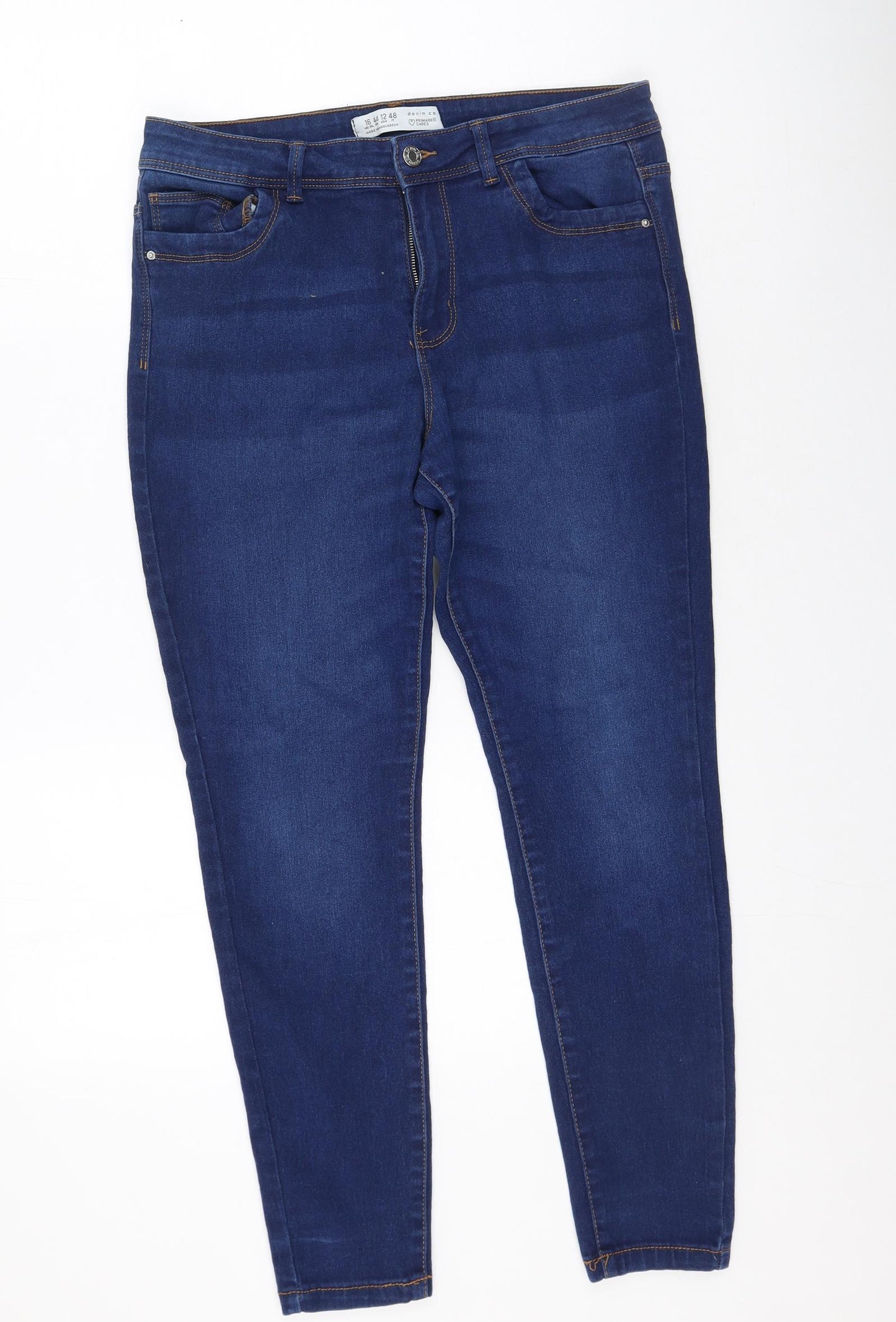 Primark Womens Blue  Cotton Skinny Jeans Size 16 L38 in Regular