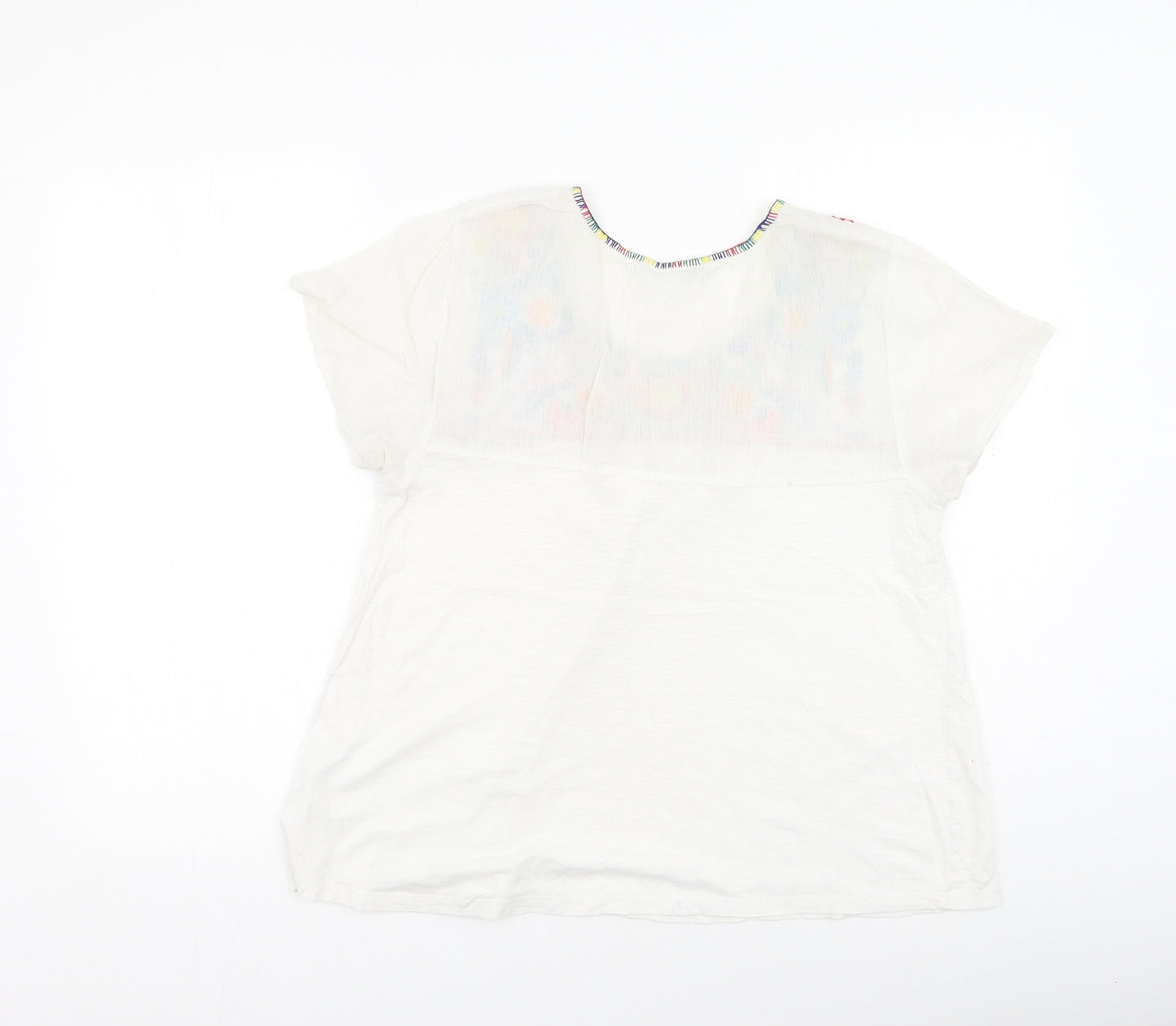 TU Womens Multicoloured Geometric Cotton Basic T-Shirt Size 14 Round Neck