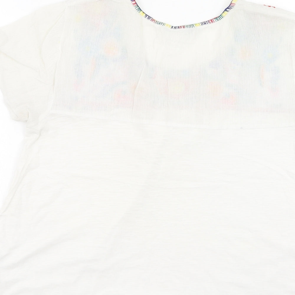 TU Womens Multicoloured Geometric Cotton Basic T-Shirt Size 14 Round Neck