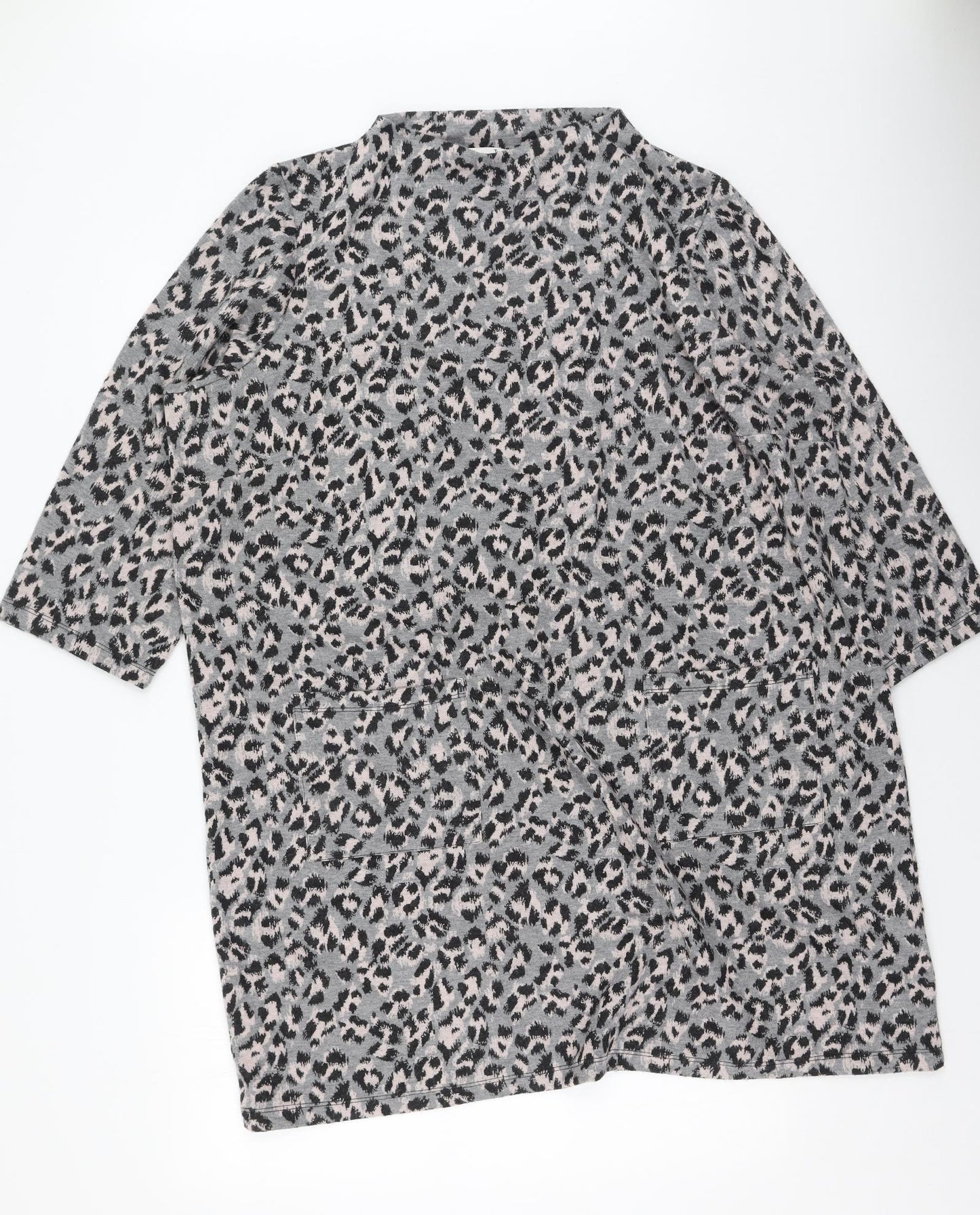 TU Womens Multicoloured Animal Print Polyester A-Line  Size 24  Round Neck