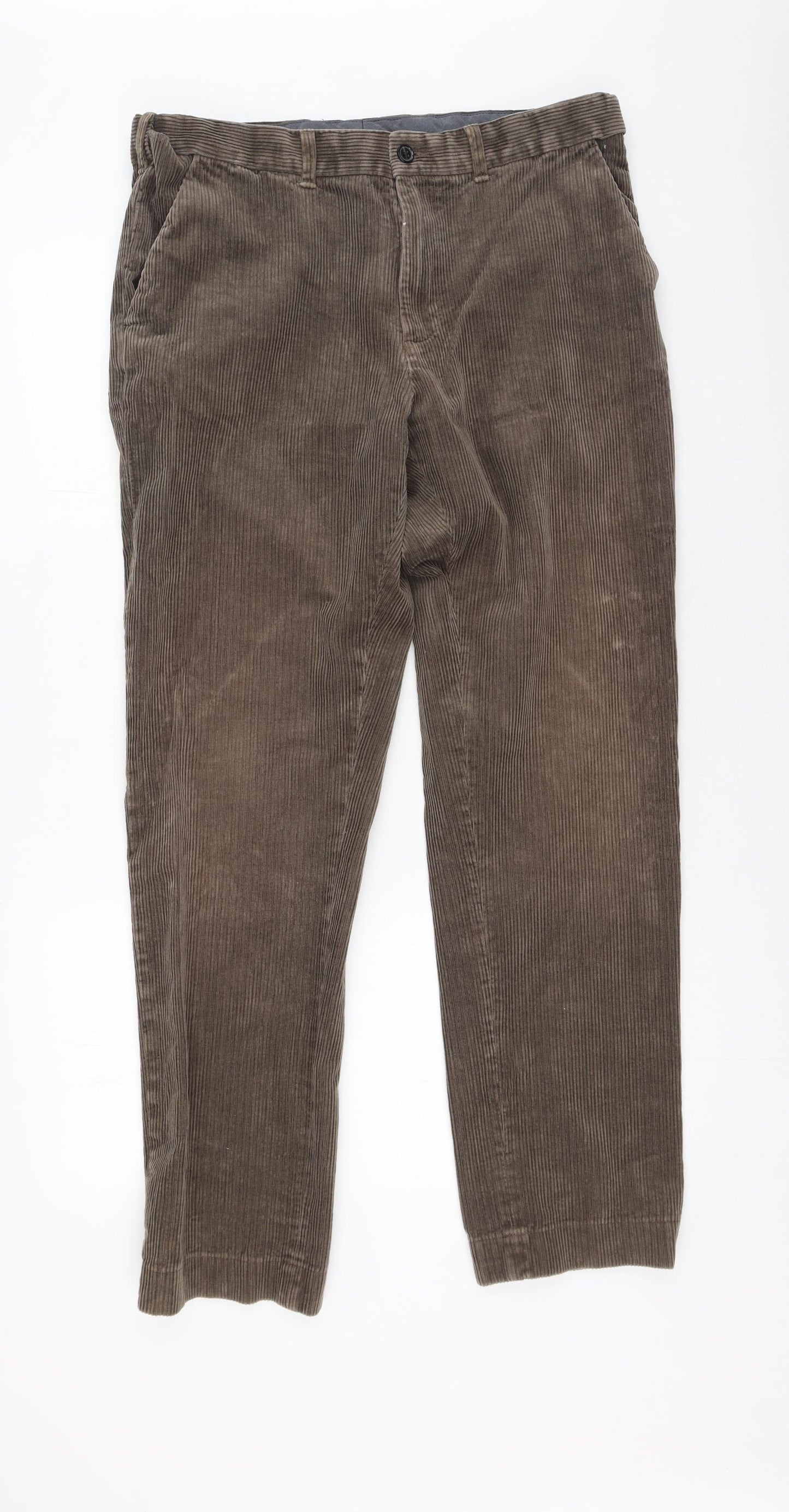 Marks and Spencer Mens Brown  Cotton Trousers  Size 36 L33 in Regular