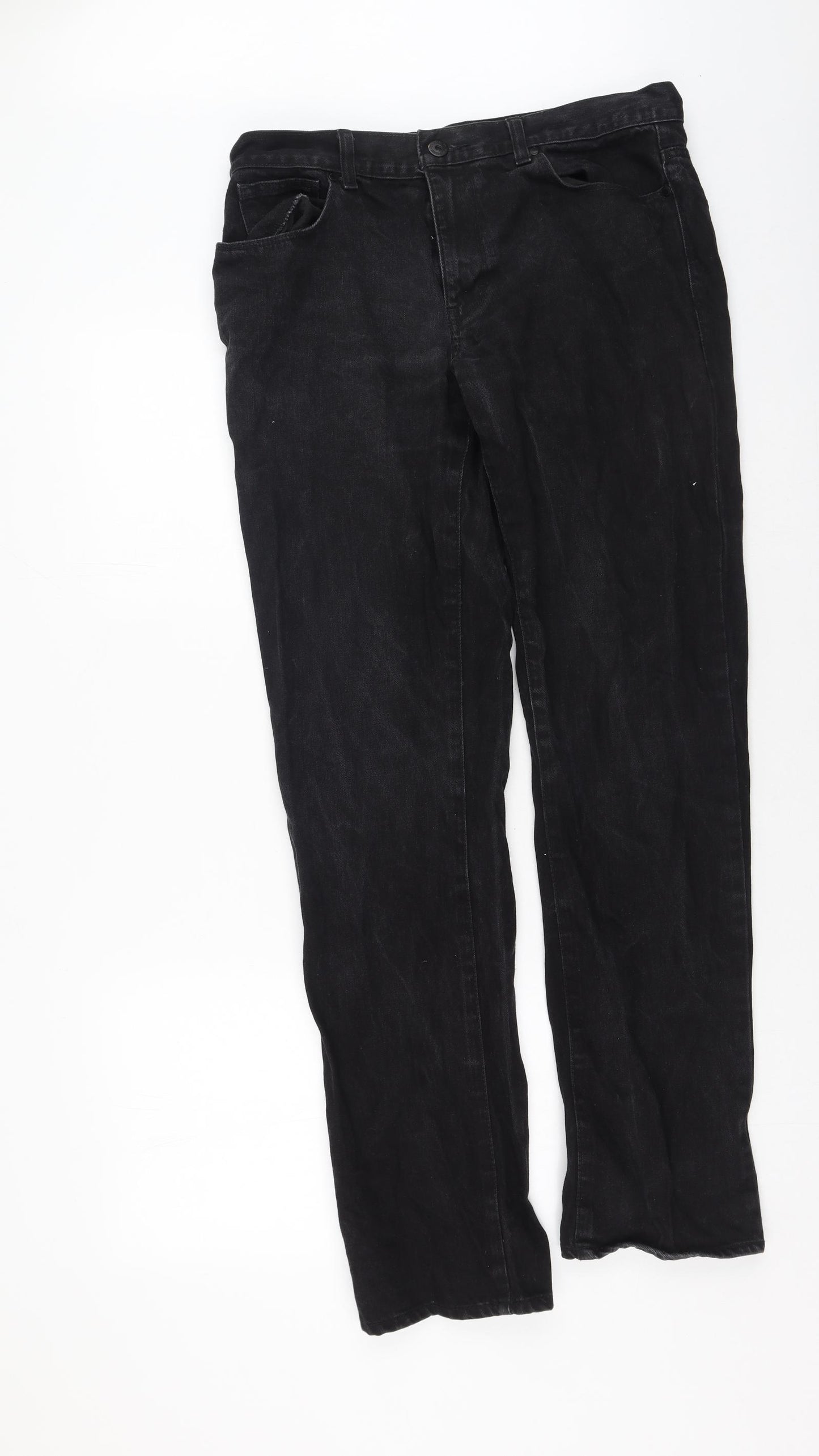 F&F Mens Black  Cotton Straight Jeans Size 34 L34 in Regular