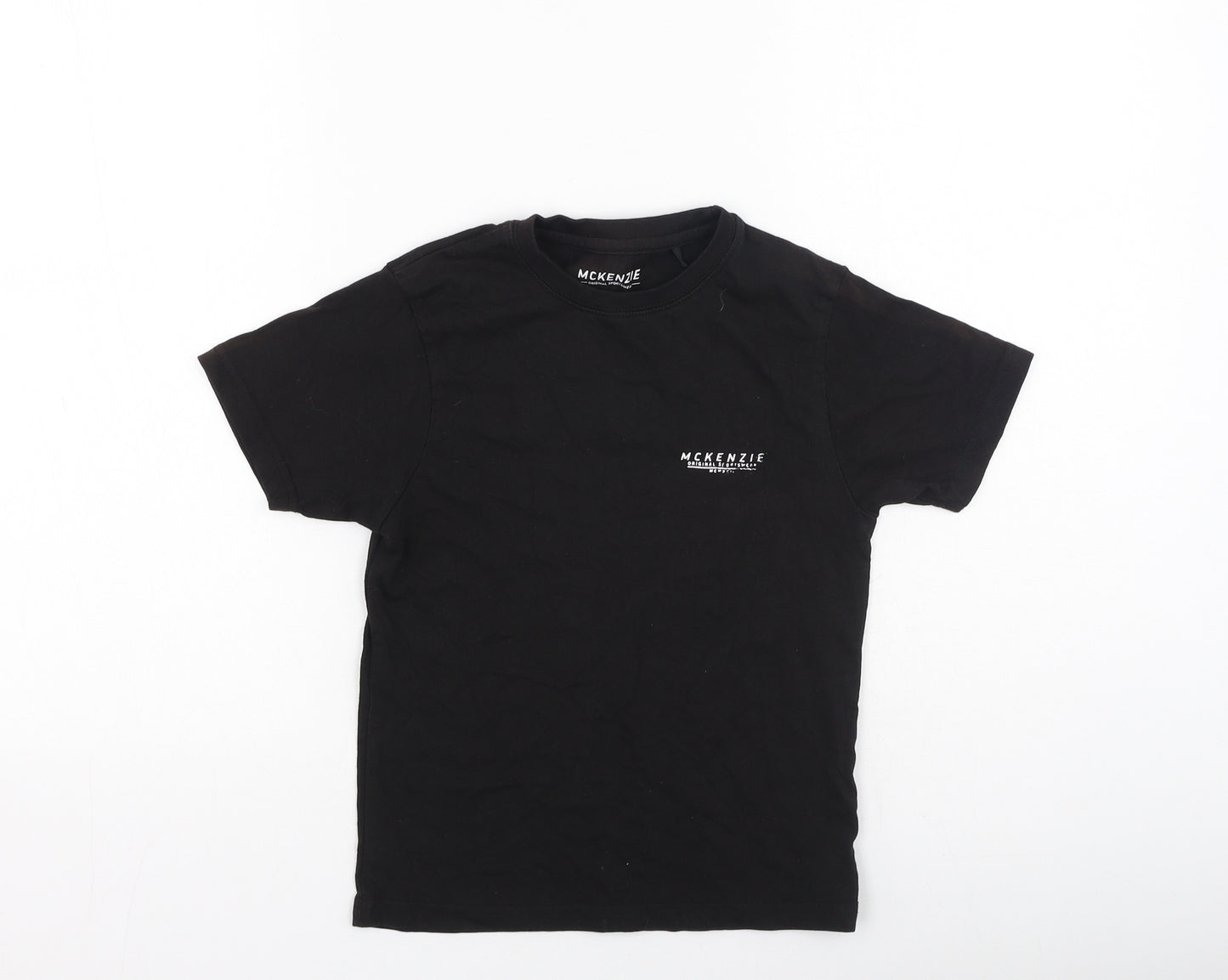 McKenzie Boys Black  Cotton Basic Casual Size 8-9 Years Round Neck