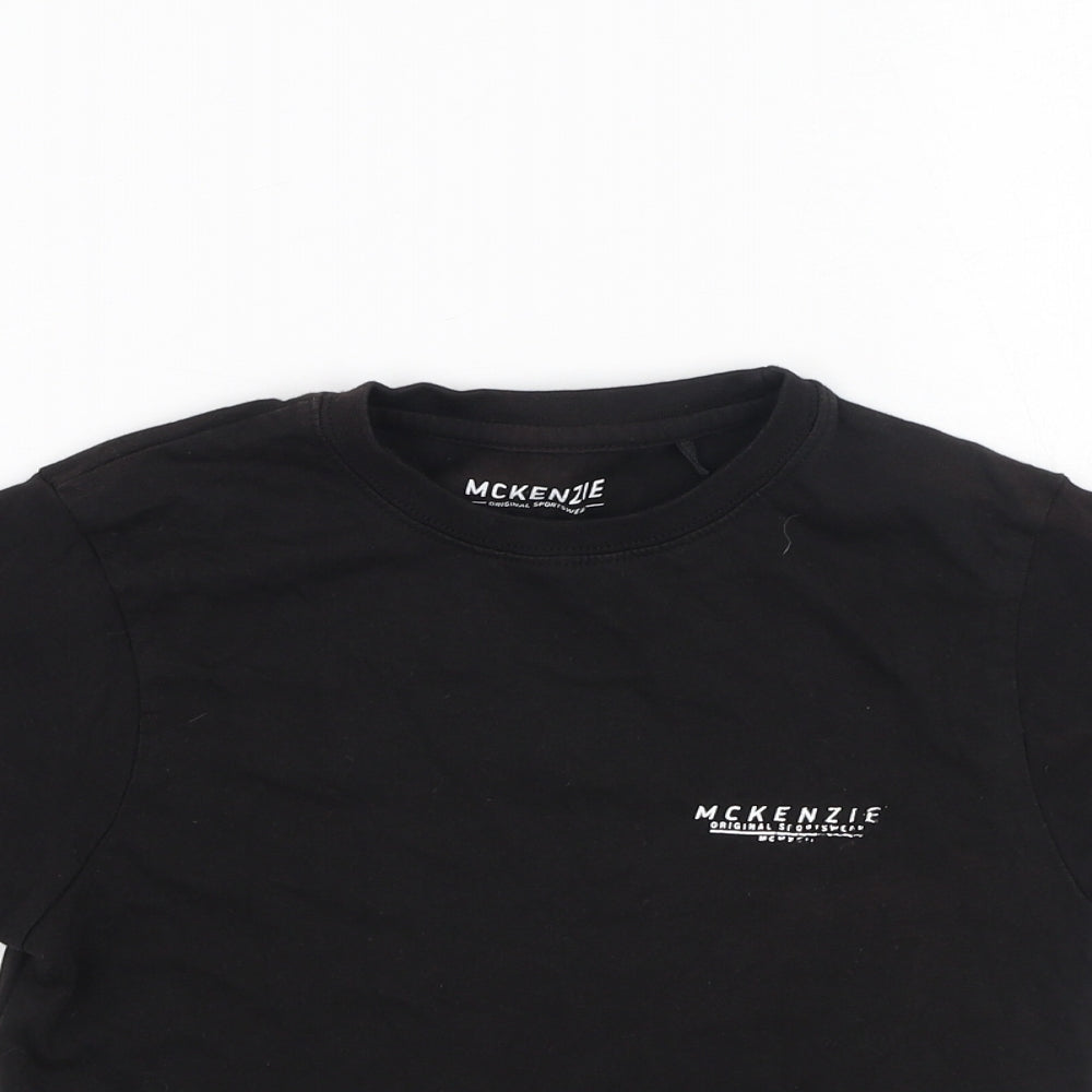 McKenzie Boys Black  Cotton Basic Casual Size 8-9 Years Round Neck
