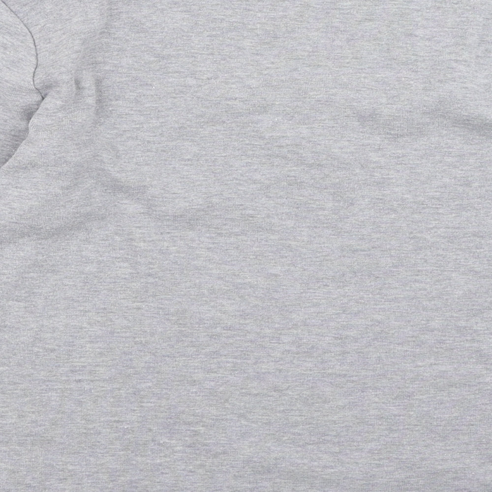 Soon Womens Grey Floral Cotton Basic T-Shirt Size 14 Round Neck