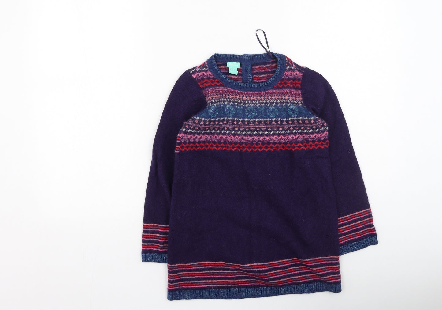Monsoon Girls Multicoloured Geometric Wool Fit & Flare  Size 8-9 Years  Round Neck