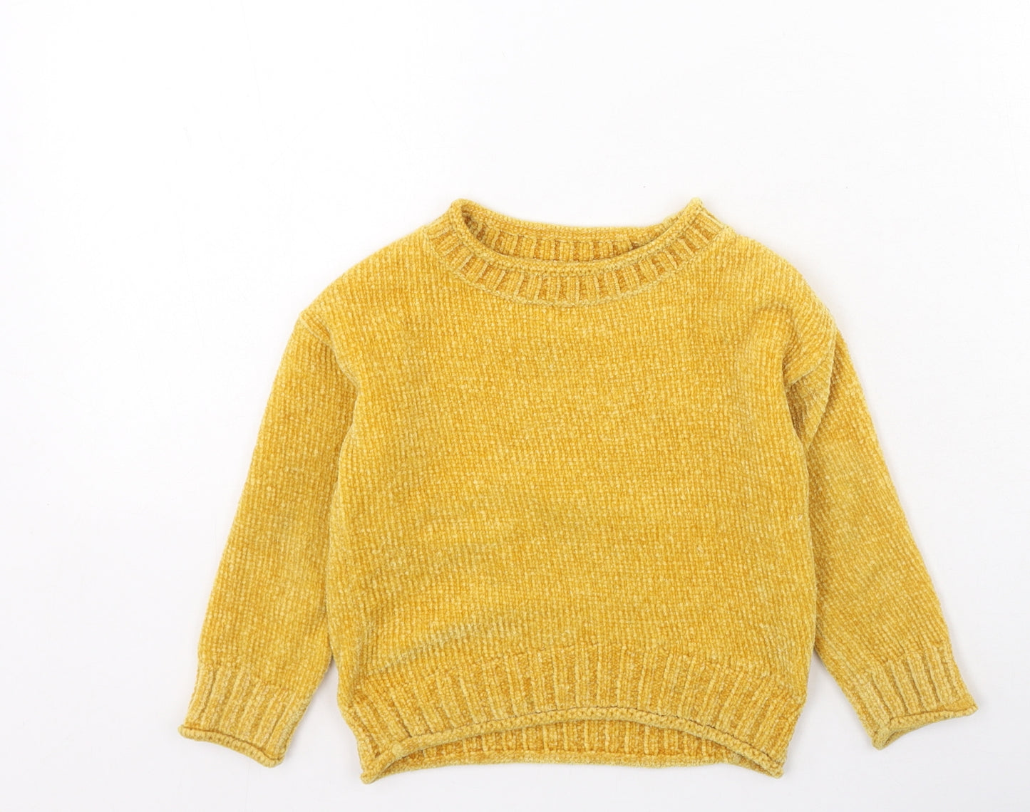 Dunnes Stores Girls Yellow Round Neck  Polyester Pullover Jumper Size 4-5 Years
