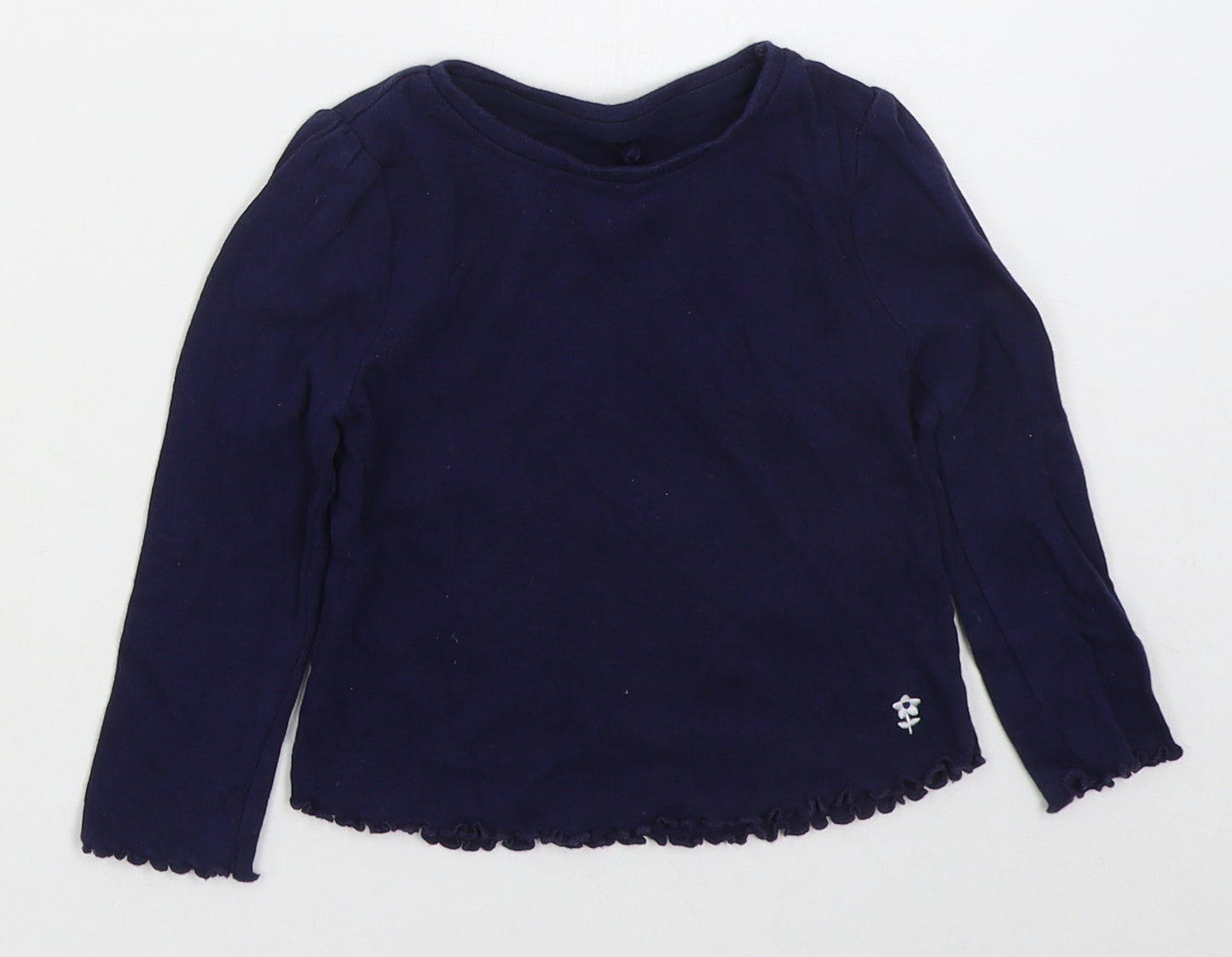 George Girls Blue  Cotton Basic T-Shirt Size 12-18 Months Crew Neck Pullover - Flower