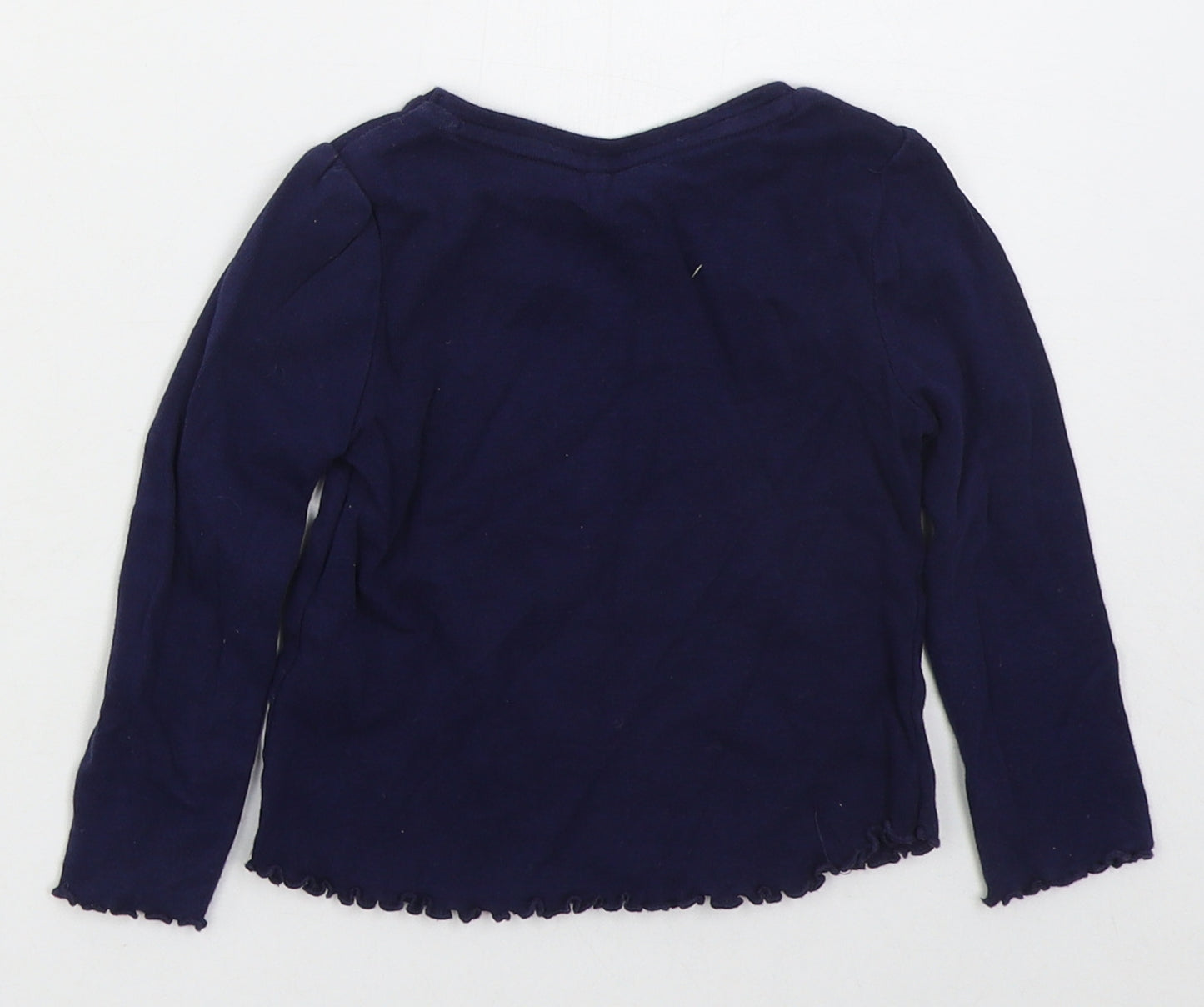 George Girls Blue  Cotton Basic T-Shirt Size 12-18 Months Crew Neck Pullover - Flower