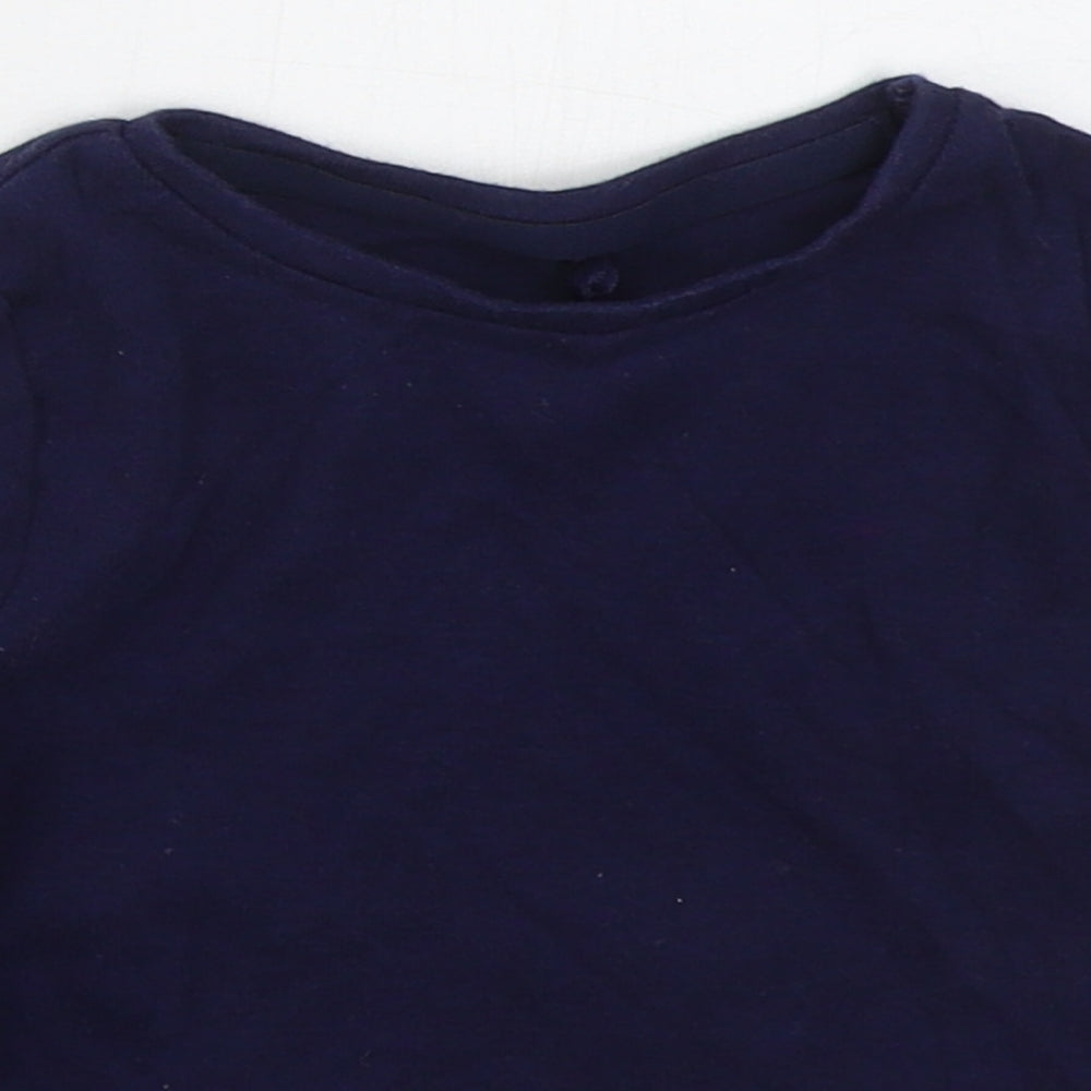 George Girls Blue  Cotton Basic T-Shirt Size 12-18 Months Crew Neck Pullover - Flower