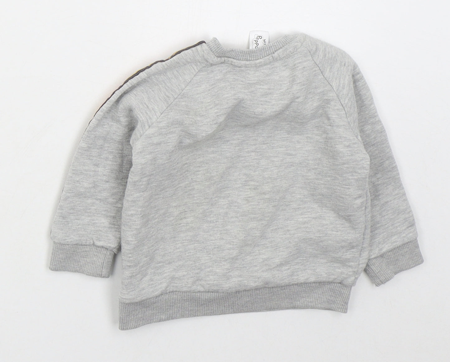 Tesco Boys Grey  Cotton Basic T-Shirt Size 6-9 Months Crew Neck Pullover - Peppa Pig George