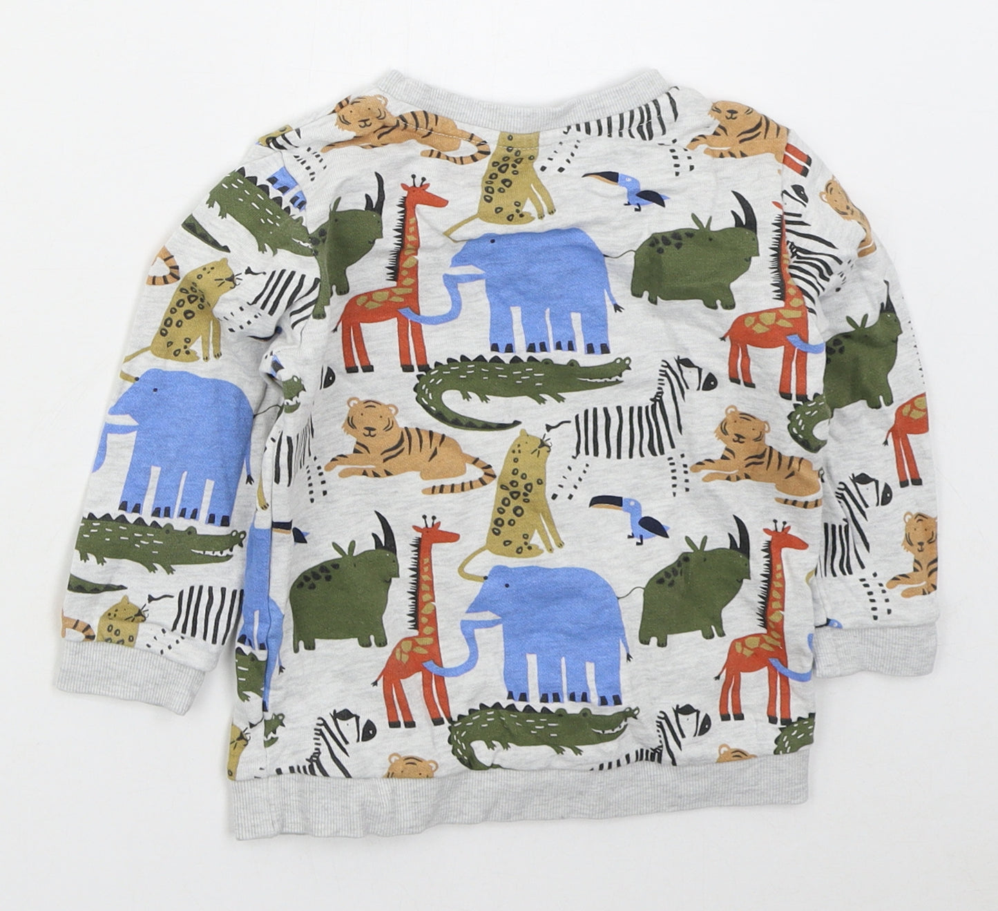 Matalan Boys Grey  Cotton Pullover Sweatshirt Size 2-3 Years  Pullover - Animals