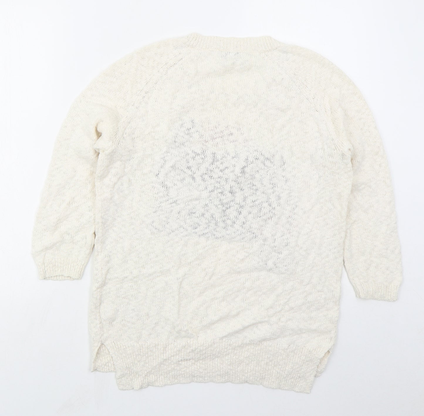 F&F Womens Beige Crew Neck  Cotton Pullover Jumper Size 14   - Birds