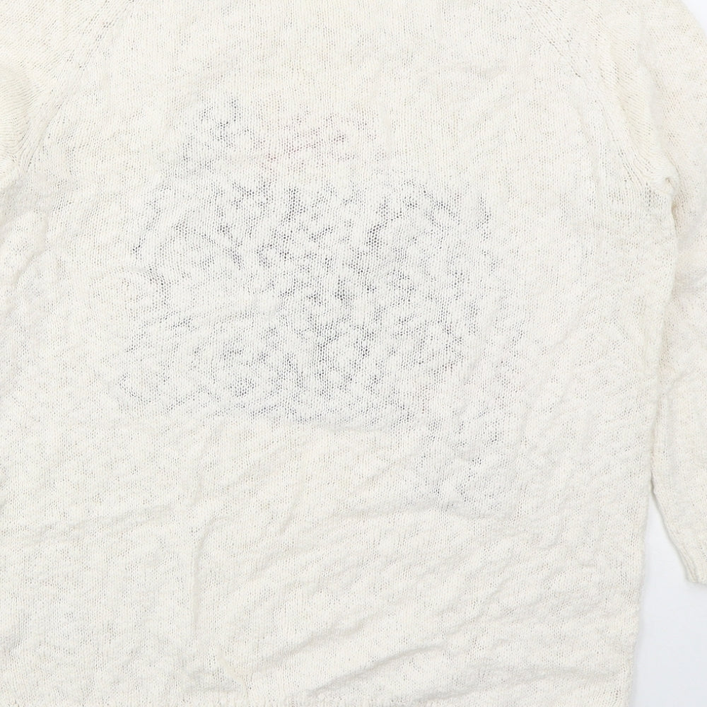 F&F Womens Beige Crew Neck  Cotton Pullover Jumper Size 14   - Birds