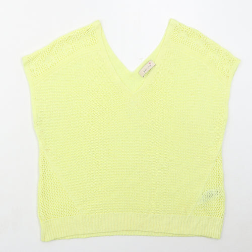 Marks and Spencer Womens Yellow V-Neck  Acrylic Vest Jumper Size 16