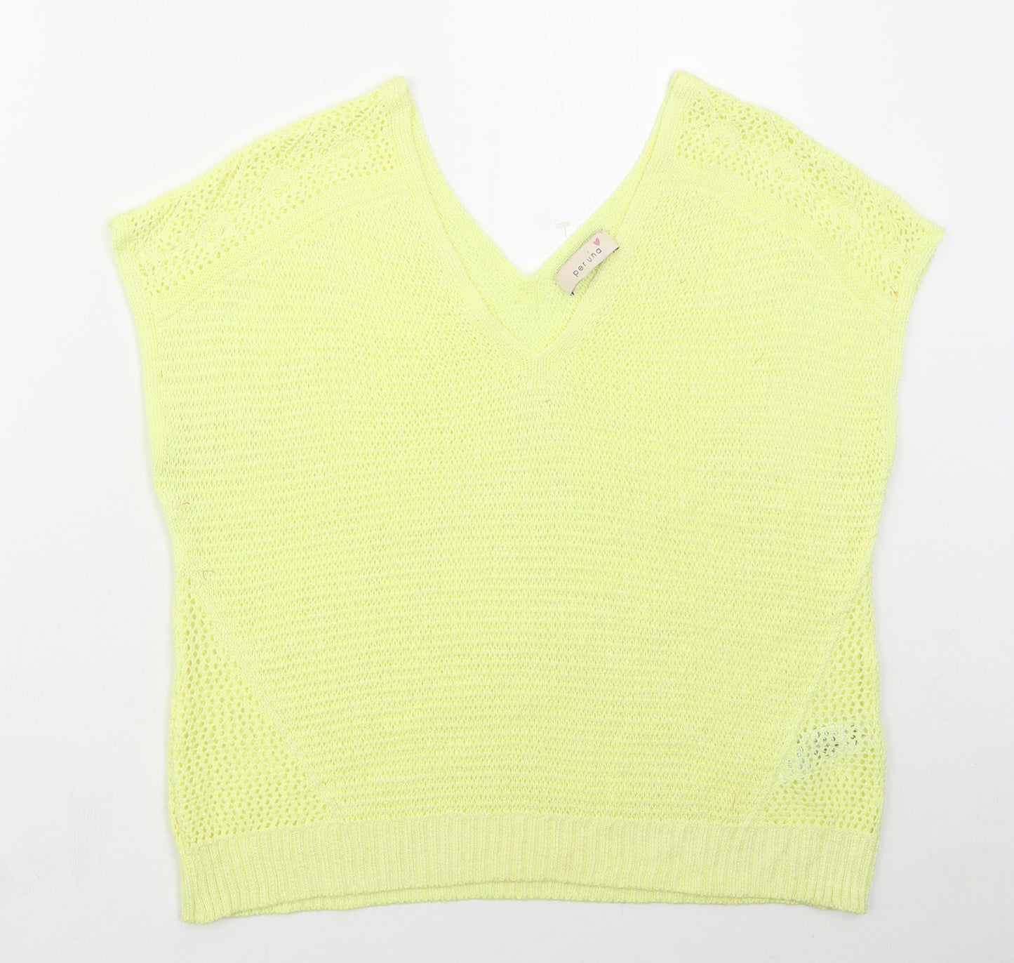 Marks and Spencer Womens Yellow V-Neck  Acrylic Vest Jumper Size 16
