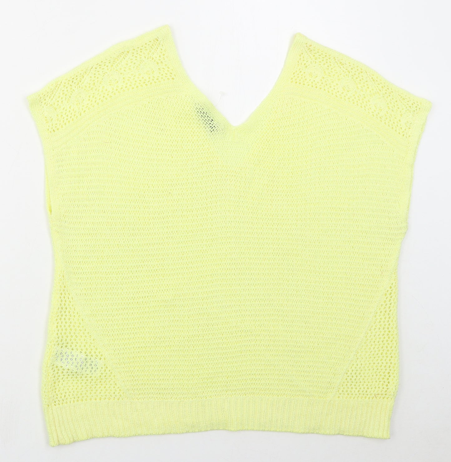 Marks and Spencer Womens Yellow V-Neck  Acrylic Vest Jumper Size 16