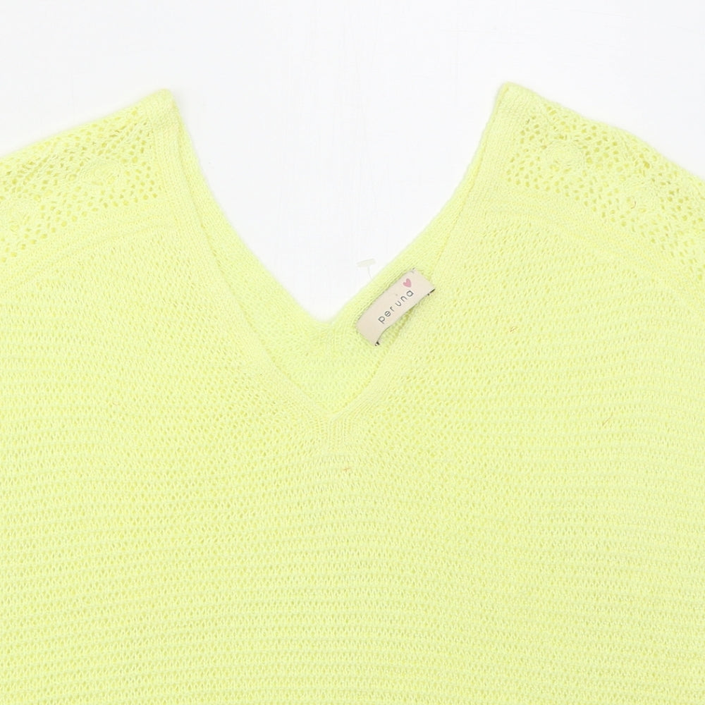 Marks and Spencer Womens Yellow V-Neck  Acrylic Vest Jumper Size 16