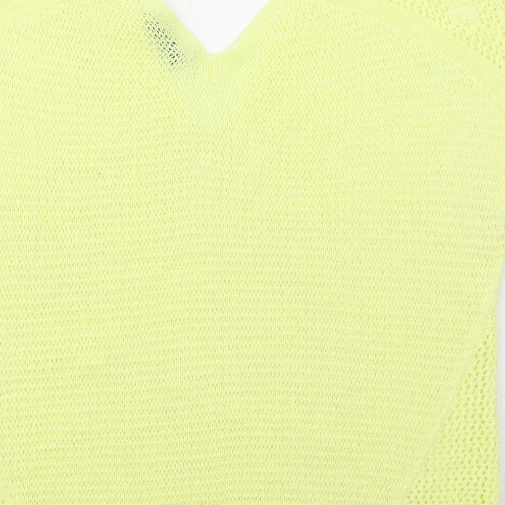 Marks and Spencer Womens Yellow V-Neck  Acrylic Vest Jumper Size 16
