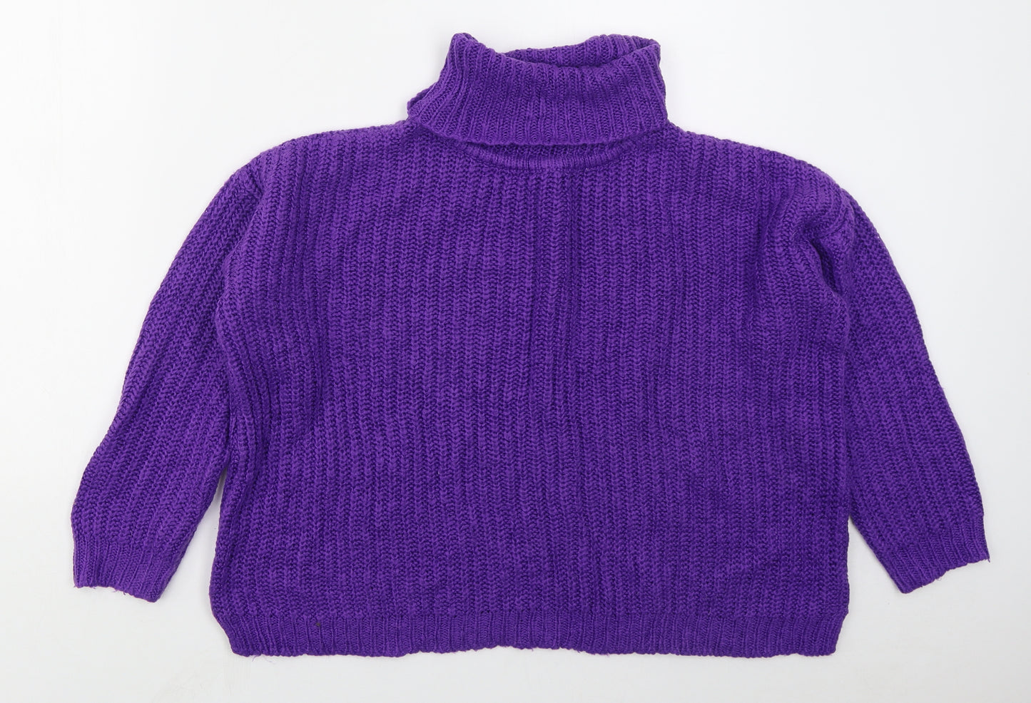 F&F Womens Purple Roll Neck  Acrylic Pullover Jumper Size 12