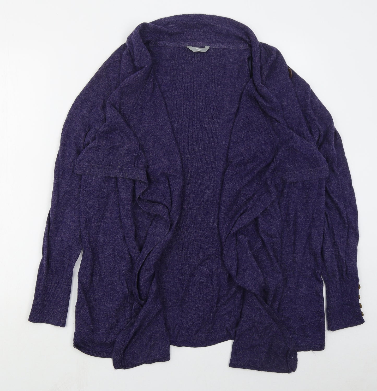 M&Co Womens Blue V-Neck  Nylon Cardigan Jumper Size 24