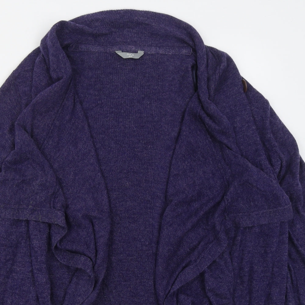 M&Co Womens Blue V-Neck  Nylon Cardigan Jumper Size 24