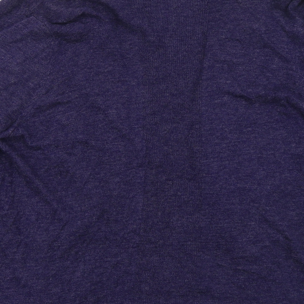 M&Co Womens Blue V-Neck  Nylon Cardigan Jumper Size 24