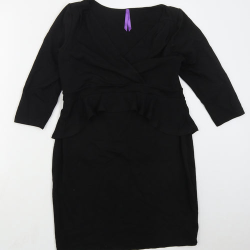 Seraphine Womens Black  Viscose Bodycon  Size 14  V-Neck Pullover