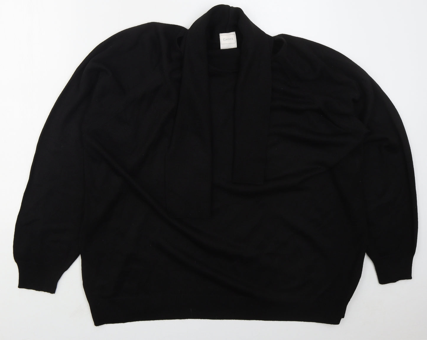 Classics Womens Black Collared  Acrylic Pullover Jumper Size 28