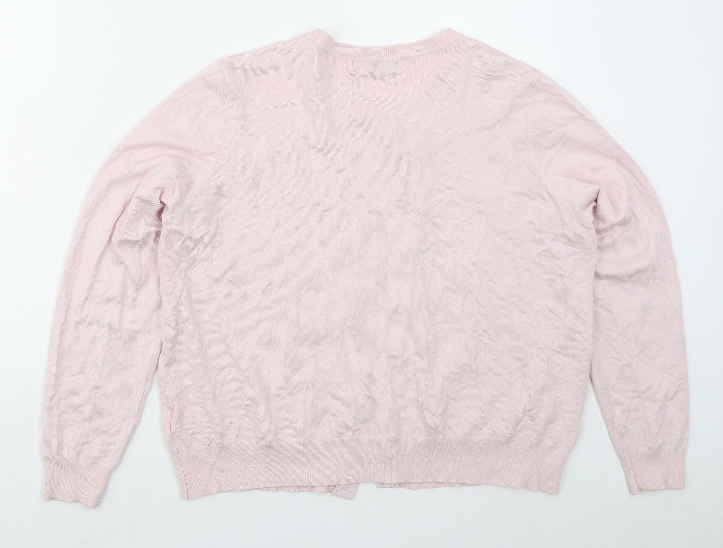 Marks and Spencer Womens Pink Crew Neck  Viscose Cardigan Jumper Size 20