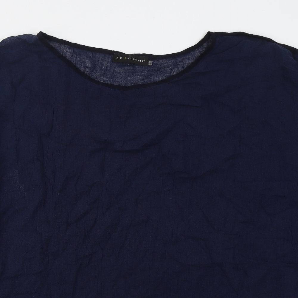 Join Clothes Womens Blue  Linen T-Shirt Dress  One Size  Boat Neck Pullover