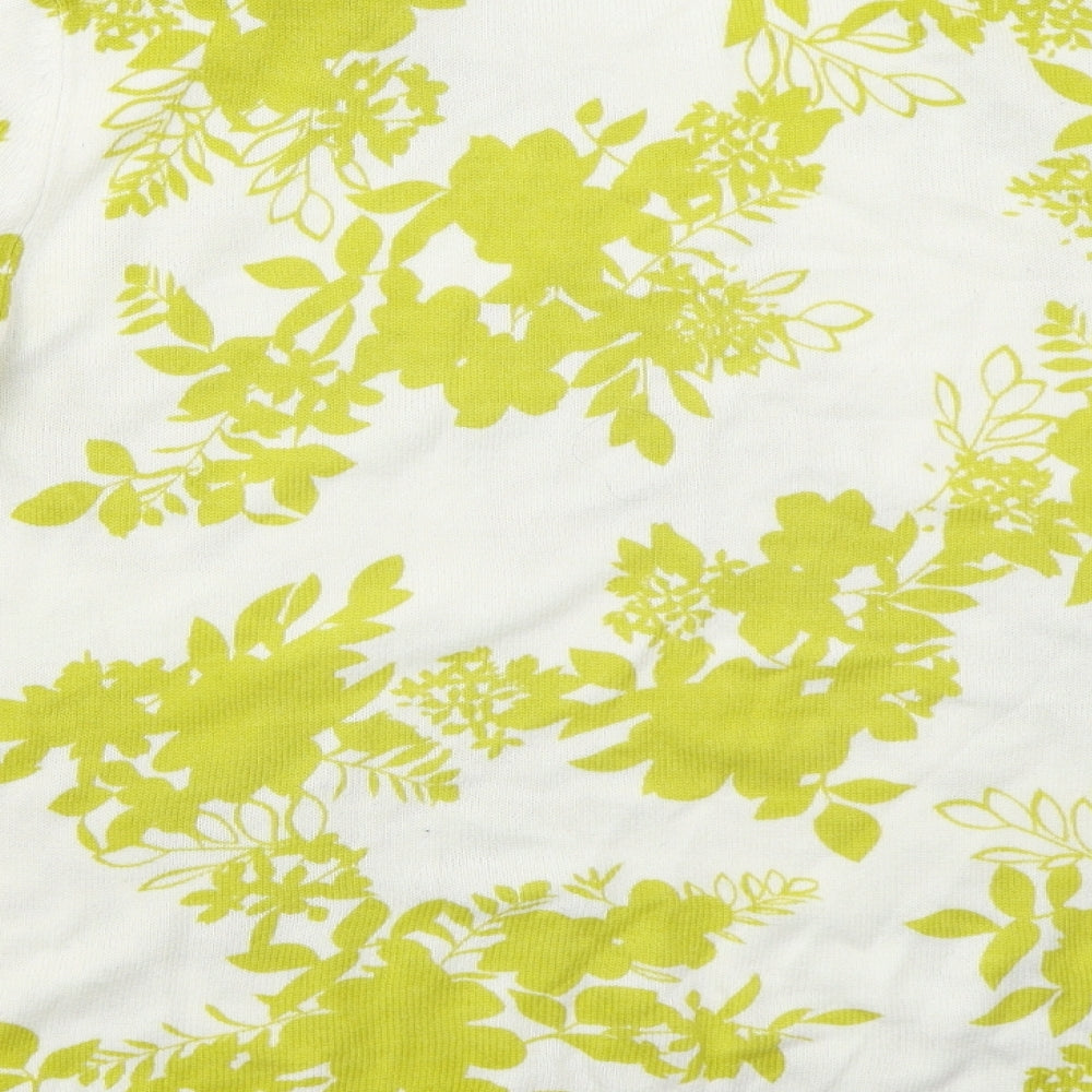 Papaya Womens Yellow Crew Neck Floral Acrylic Pullover Jumper Size 16