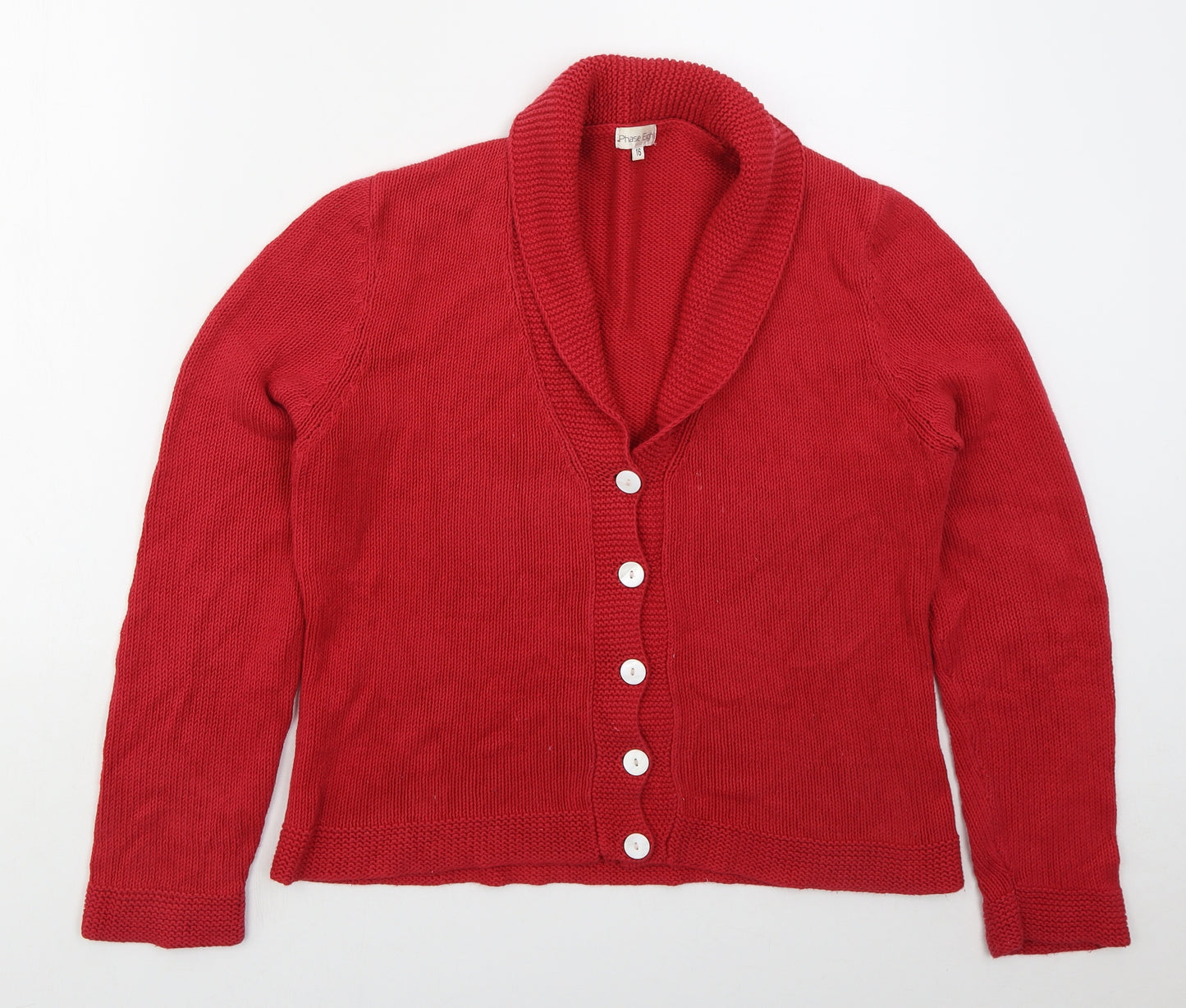 Phase Eight Womens Red Collared  Cotton Cardigan Jumper Size 16