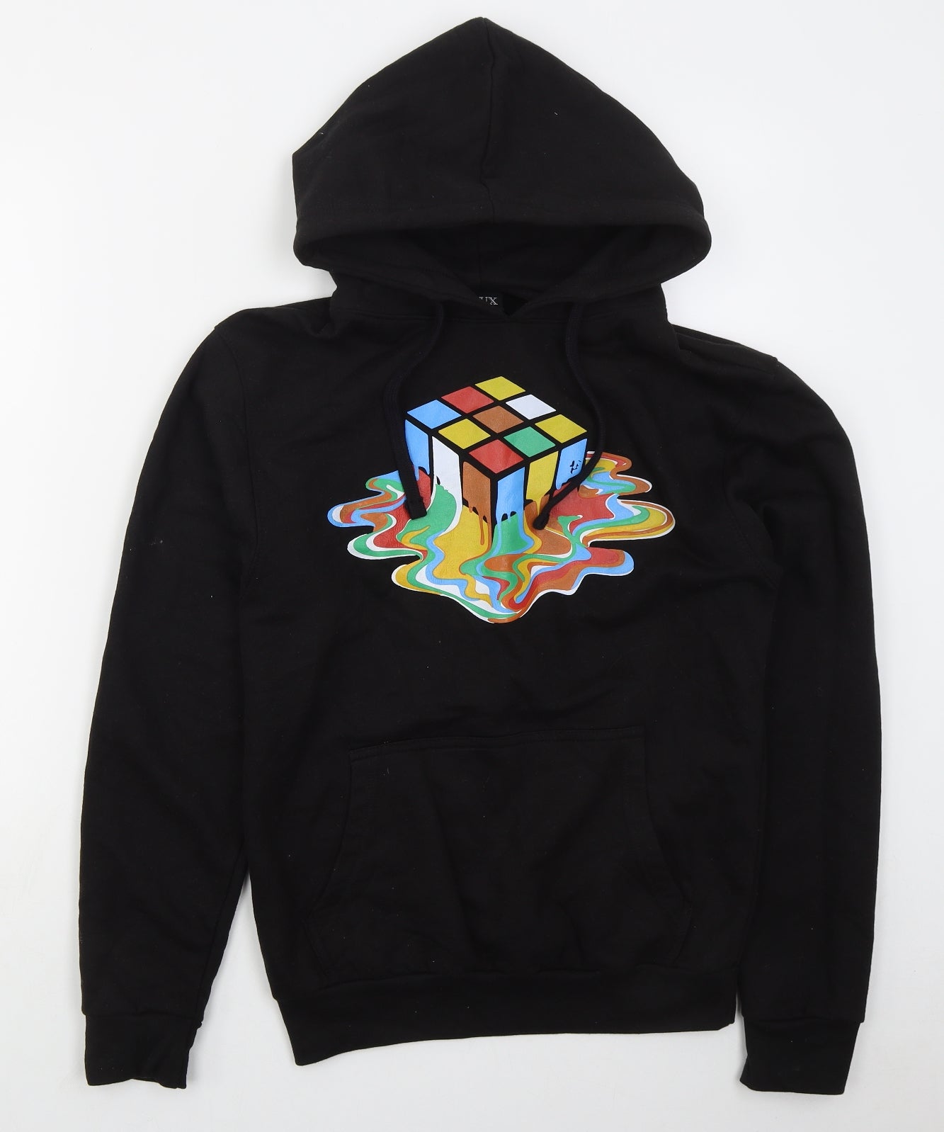 Delux Mens Black  Cotton Pullover Hoodie Size S   - Rubix Cube