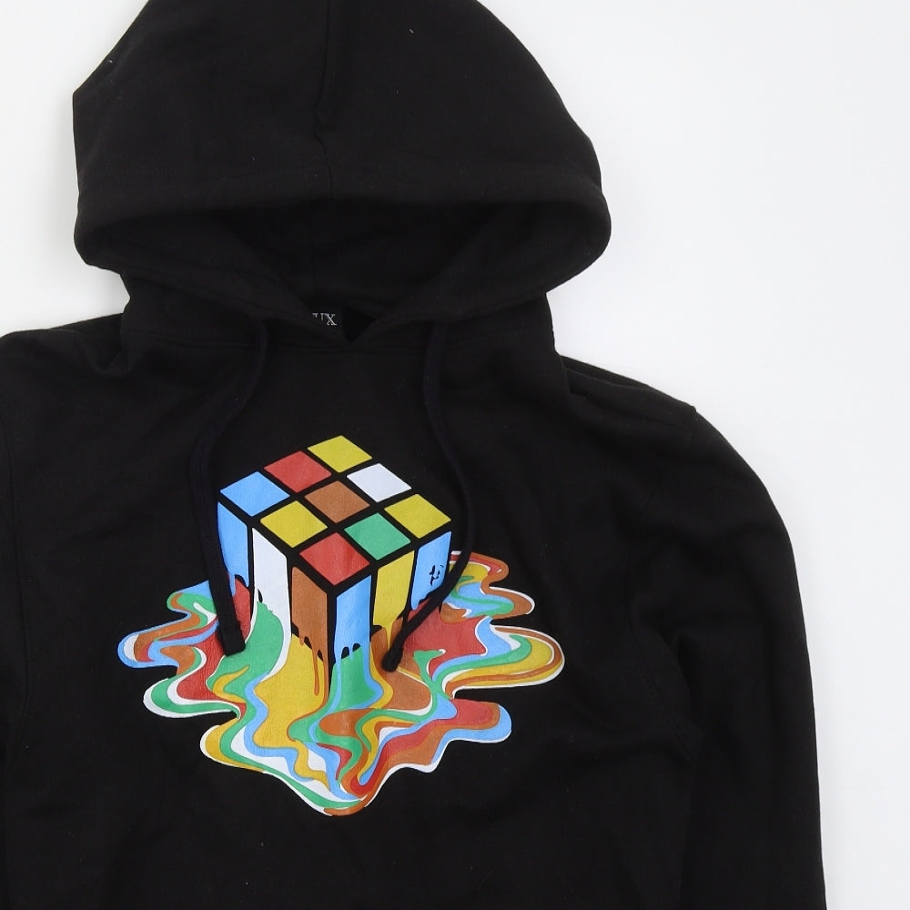 Delux Mens Black  Cotton Pullover Hoodie Size S   - Rubix Cube