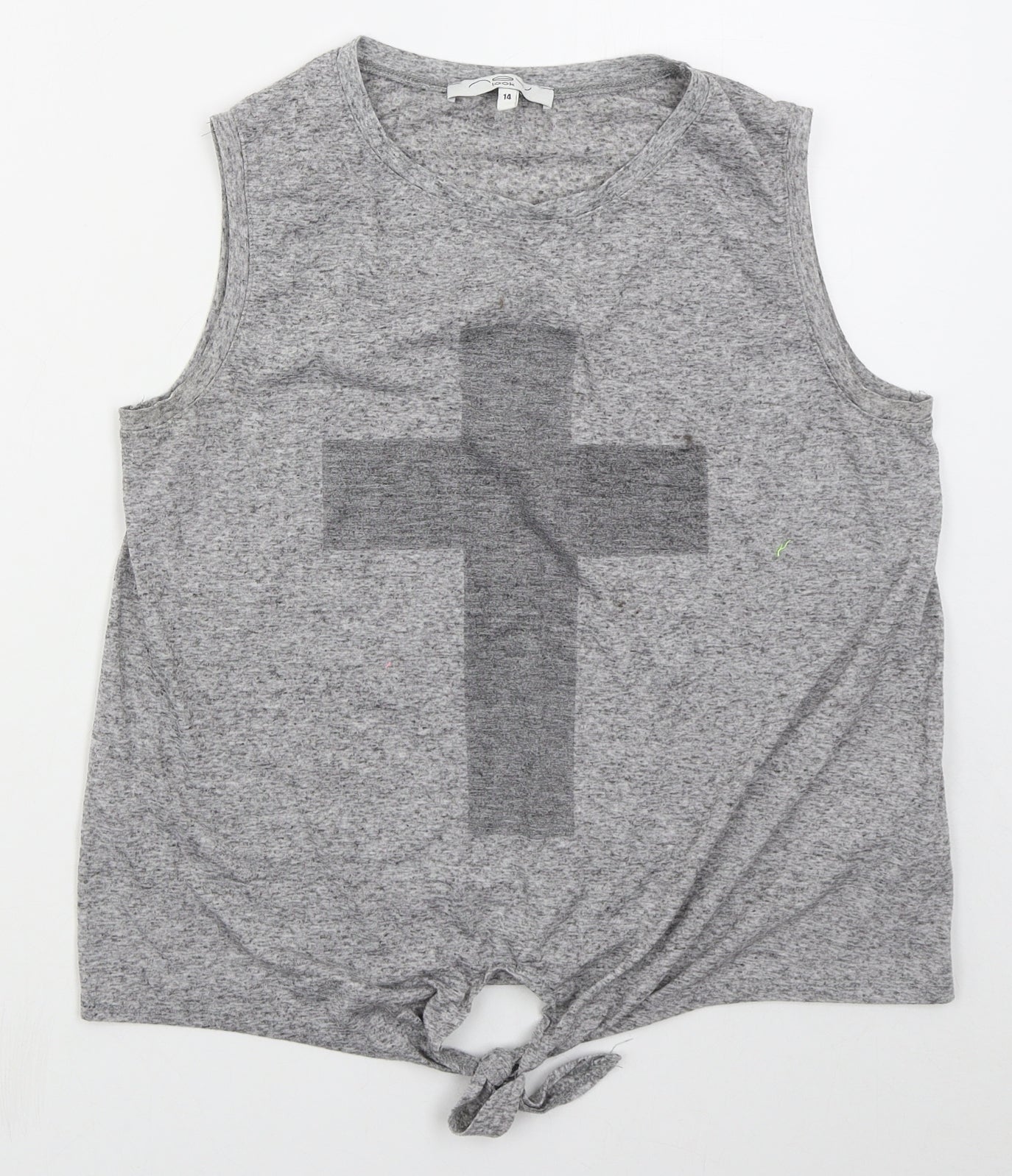 New Look Womens Grey  Polyester Basic Tank Size 14 Crew Neck - Cross