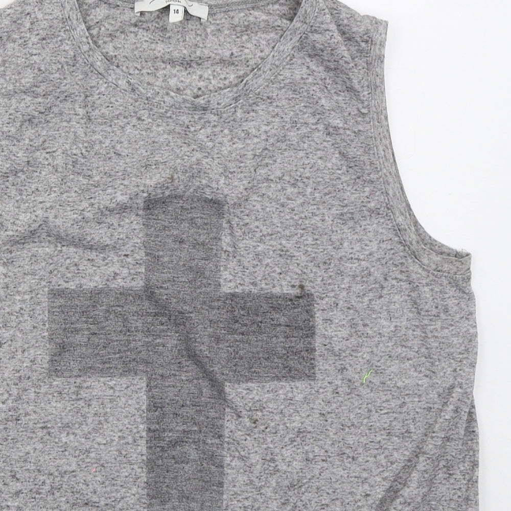 New Look Womens Grey  Polyester Basic Tank Size 14 Crew Neck - Cross