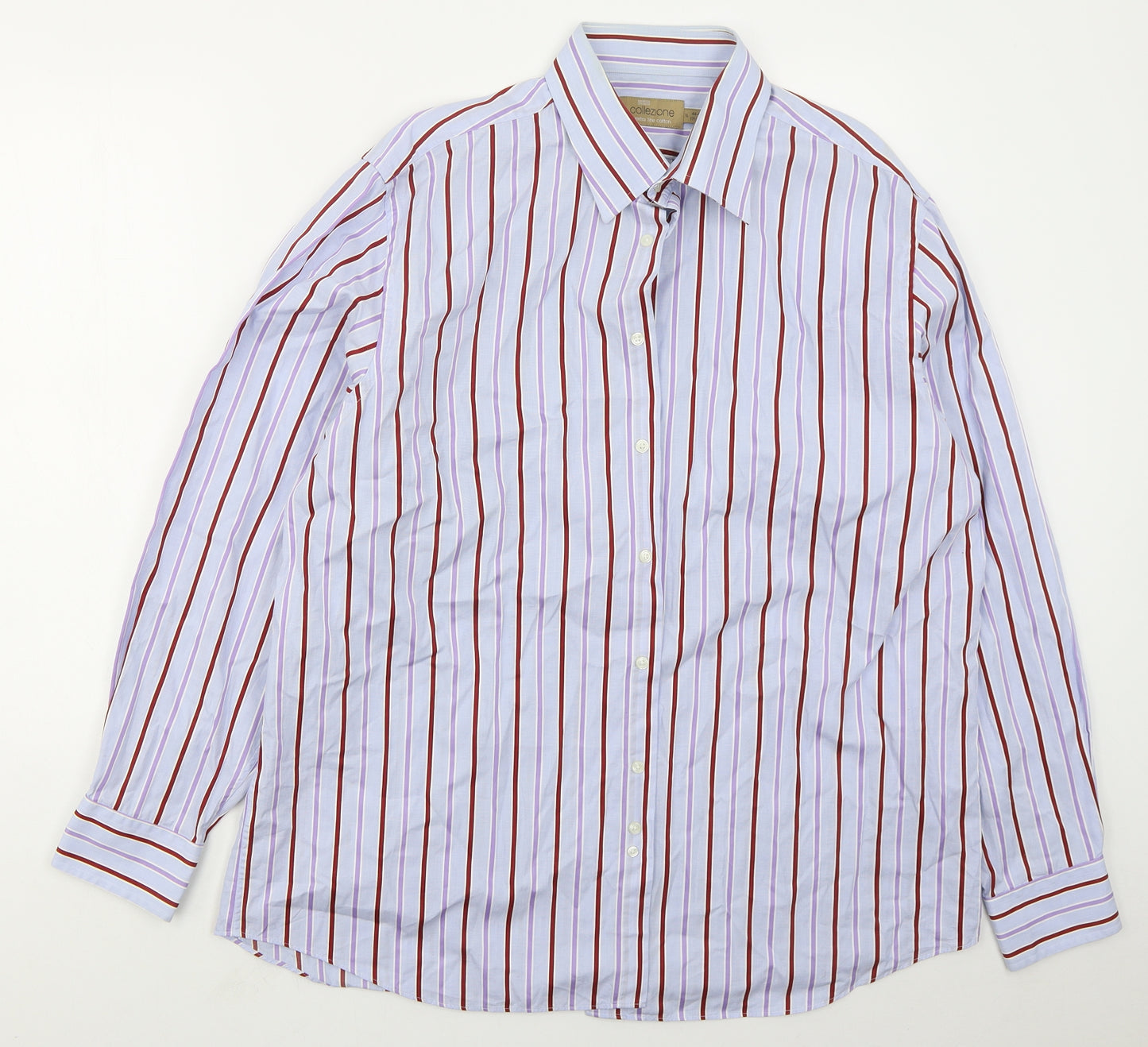 Marks and Spencer Mens Blue Striped Cotton  Dress Shirt Size XL Collared Button